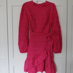 Jcrew Hot Pink Faux Wrap Dress